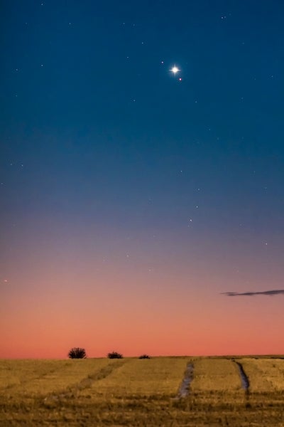 Venus and Mars in close conjunction in the dawn sky on October 5, 2017.