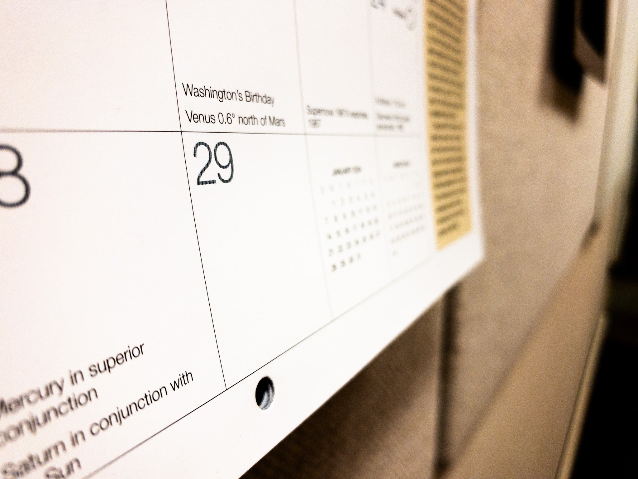 A close-up shot of a February 2024 calendar showing the 29th.