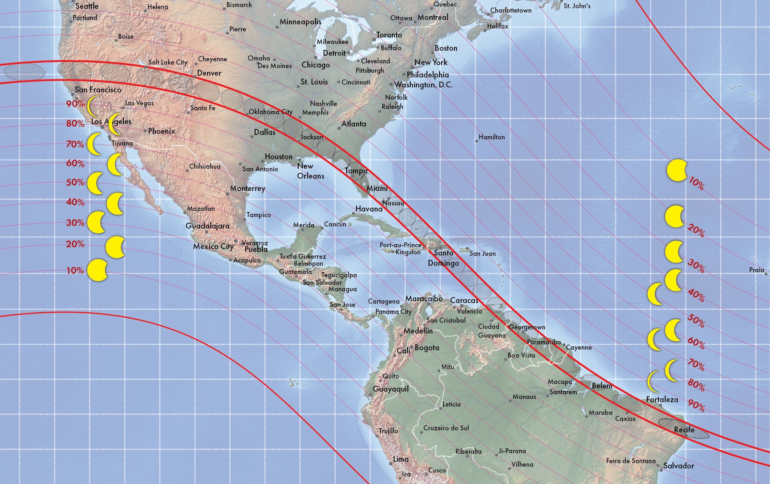 The path of totality for Great American Eclipse in 2045. Credit: Twitter/GreatAmericanEclipse.com.