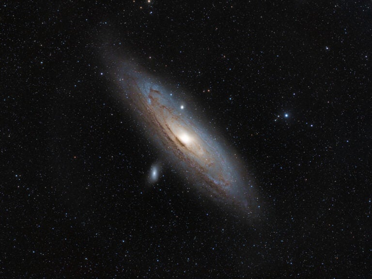 The Andromeda Galaxy (M31) is the nearest major galaxy, and spans a width equivalent to more than six Full Moons.