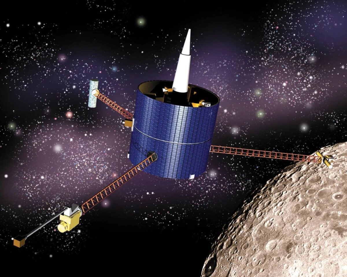 Artist's impression of the Lunar Prospector spacecraft.