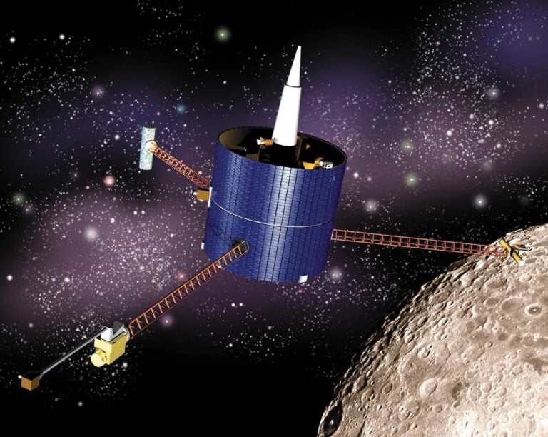 An artist's rendering of the Lunar Prospector spacecraft.