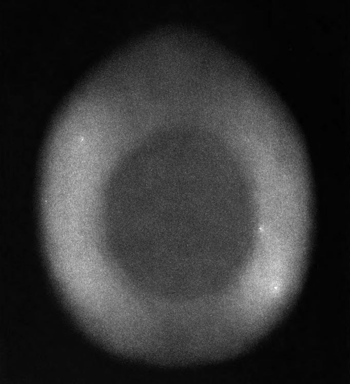 This 1874 lithograph was created by Étienne Léopold Trouvelot with the 15-inch refractor at the Harvard College Observatory, for the purpose of measuring the nebula’s extent. A glass plate with dark black lines was placed on the focus of the telescope for marking placement. No wonder it shows no central star.