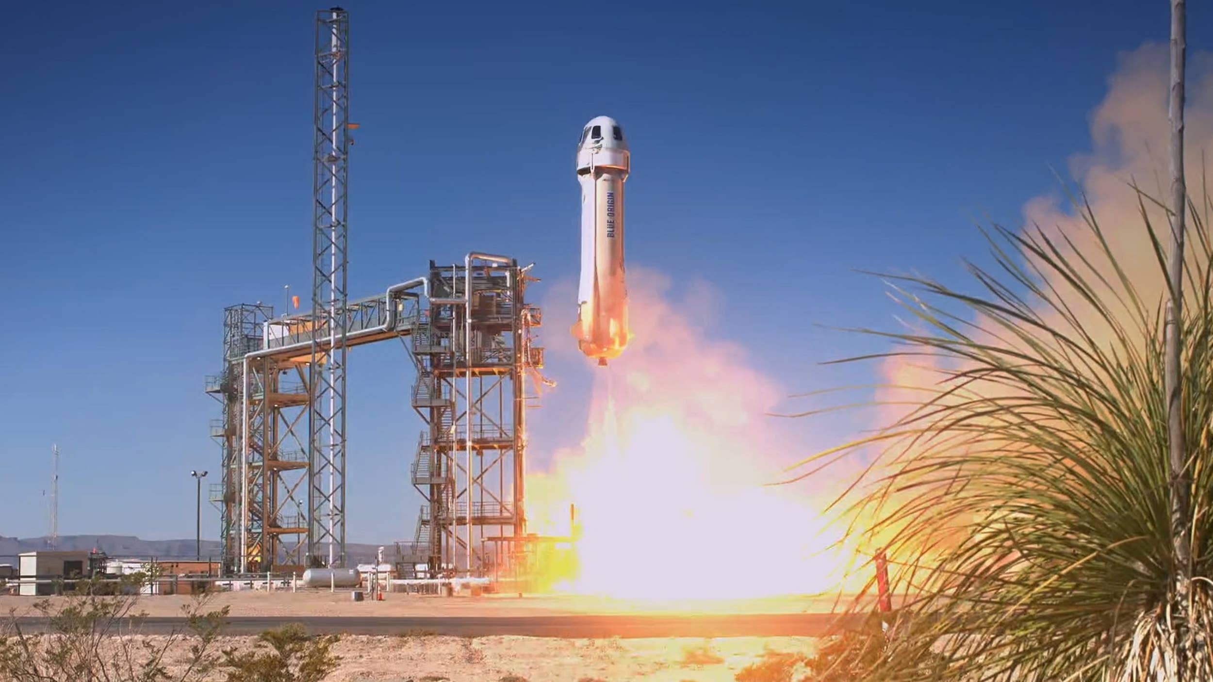 Blue Origin's New Shepard rocket lifts off during the NS-25 astronaut mission on May 19. Credit: Blue Origin.