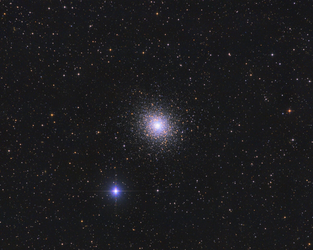 This superbly sharp shot of globular cluster M5 in Serpens comprises a one-hour exposure taken with a 10-inch f/3.8 Newtonian scope and Atik 16200 CCD. 