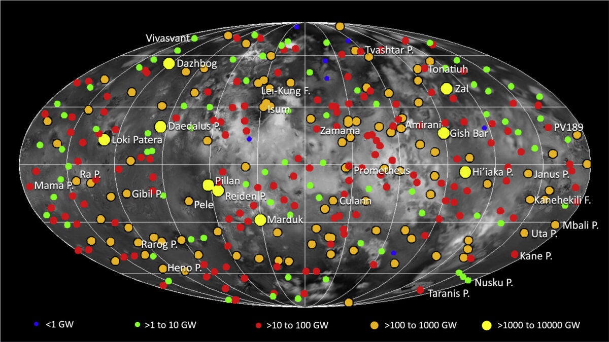 Map of Io's hot spots