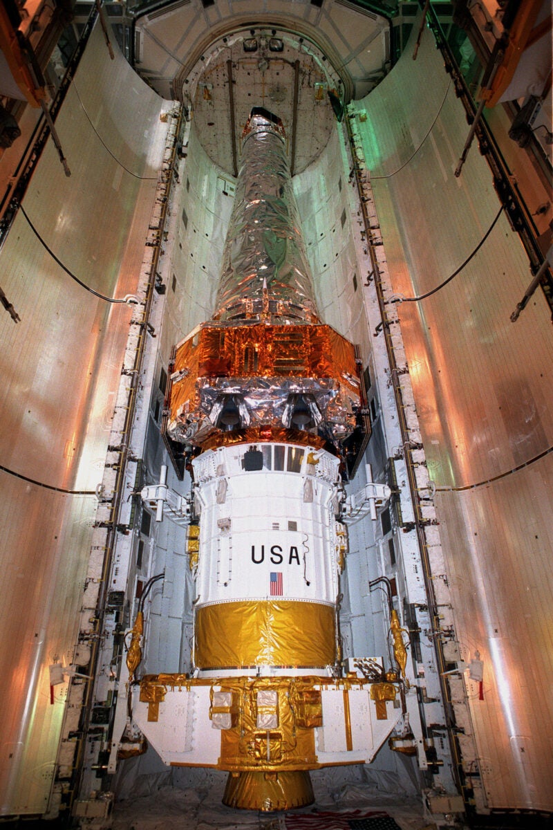 Chandra inside the shuttle's cargo bay before launch