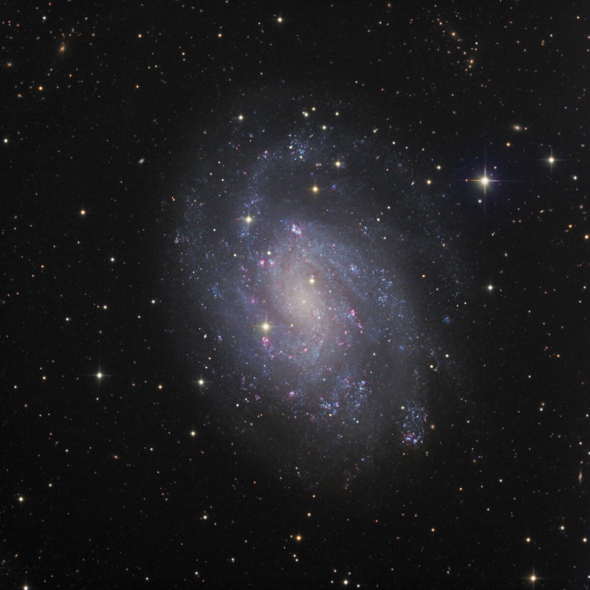 NGC 300 is nicknamed the Southern Pinwheel Galaxy, a reference to the Pinwheel Galaxy (M33) in Triangulum. The Southern Pinwheel lies just 6.5 million light-years away.