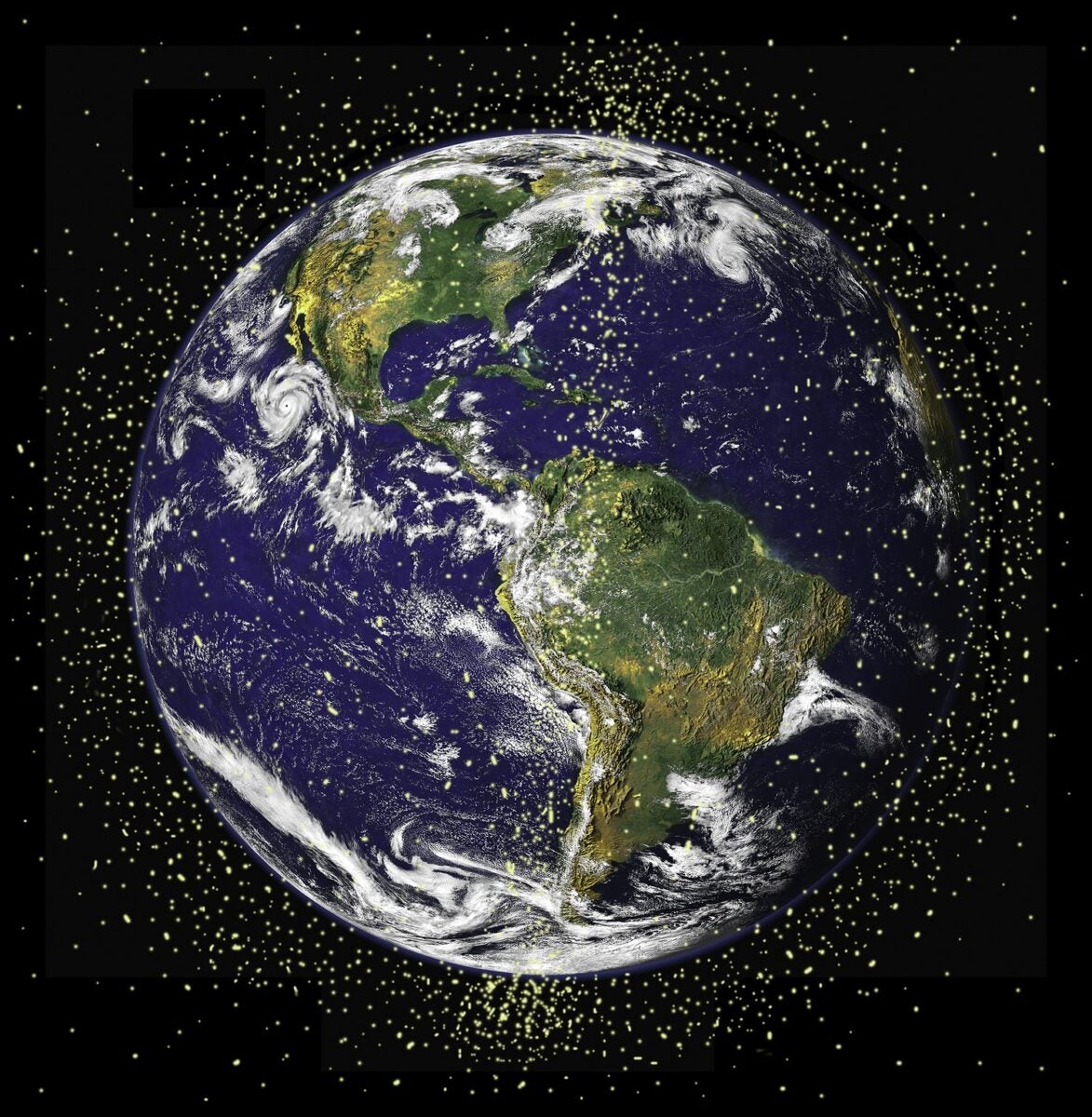 Artist's rendition of orbital debris around Earth