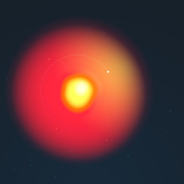 Illustration of Betelgeuse and its possible low-mass companion