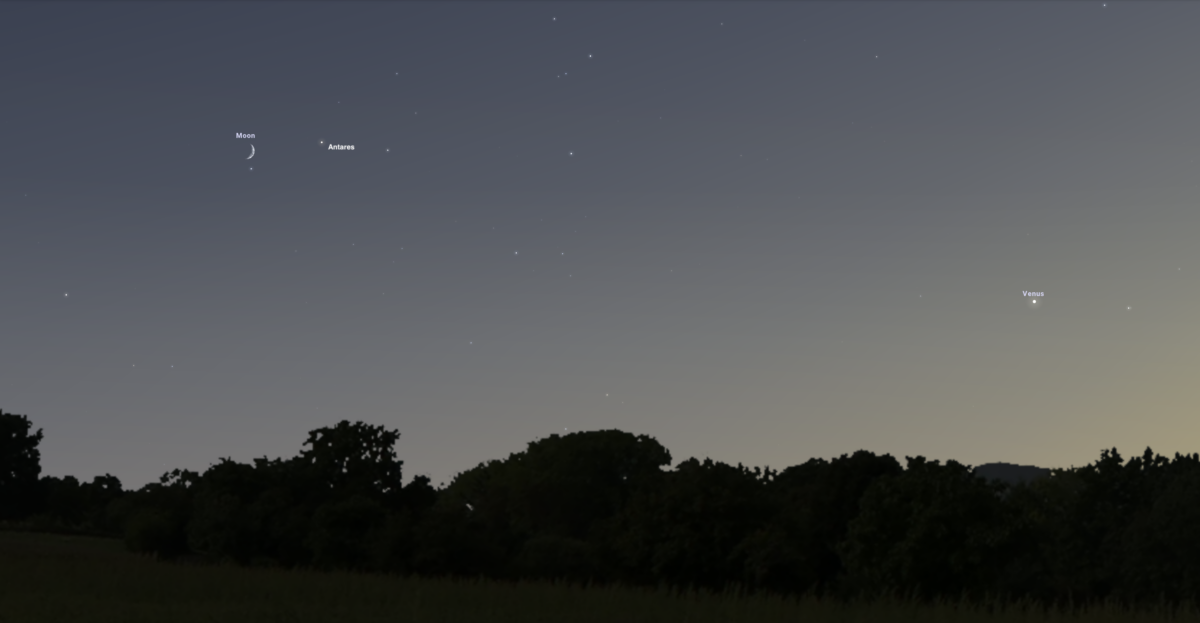 The Moon, Venus, and Antares on October 7, 2024