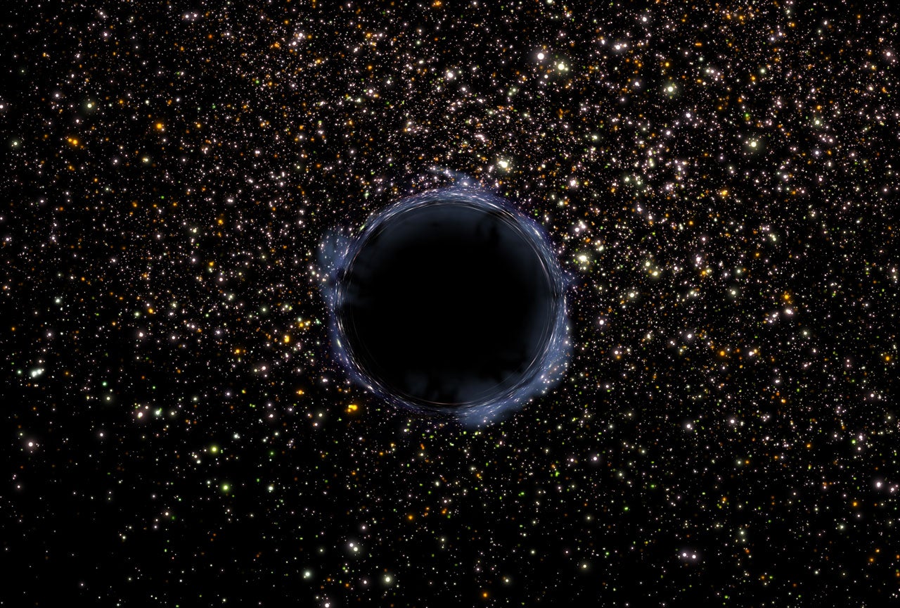 Black Hole in a Star Cluster (Artist's Impression)