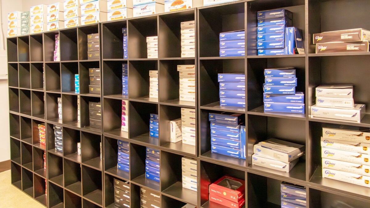 Shelves of models at the Space Store