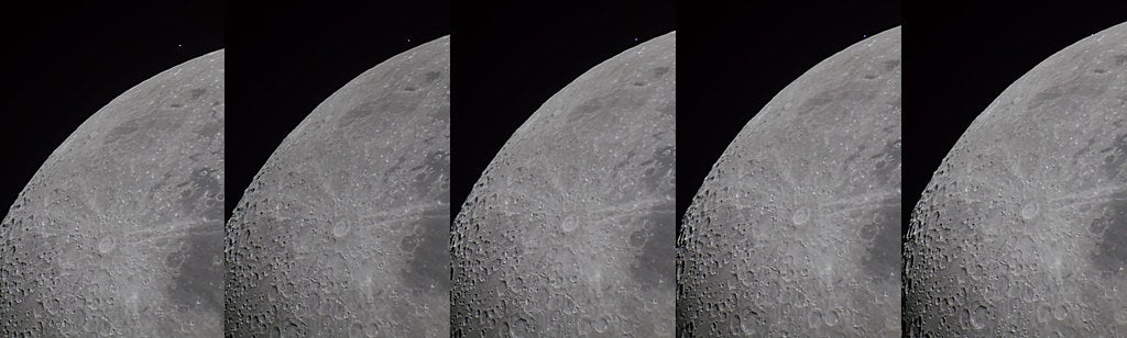 Sequence showing the Moon occulting the star Spica