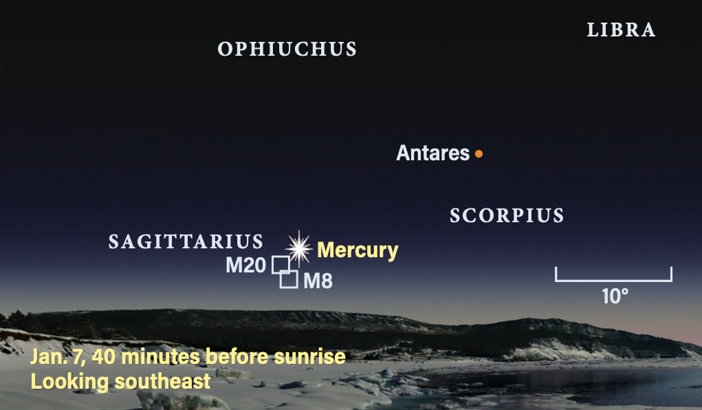 The sky on Jan. 7, 2025, 40 minutes before sunrise, looking southeast