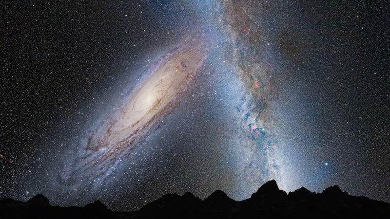 Artist's concept of what Andromeda will look like in the sky in the future