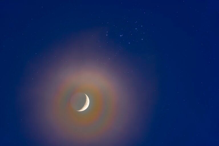 The Moon and Pleiades in Haze