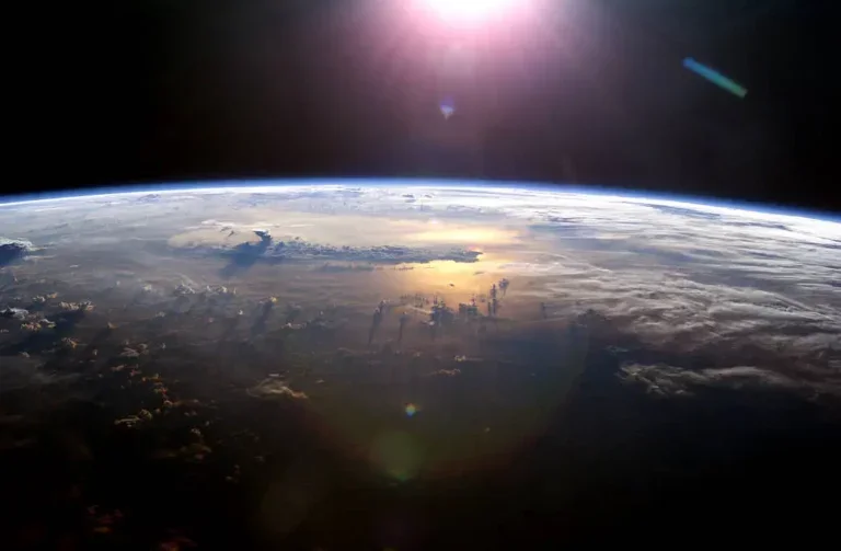 The Sun sets over the Pacific Ocean in this stunning shot taken from the International Space Station.