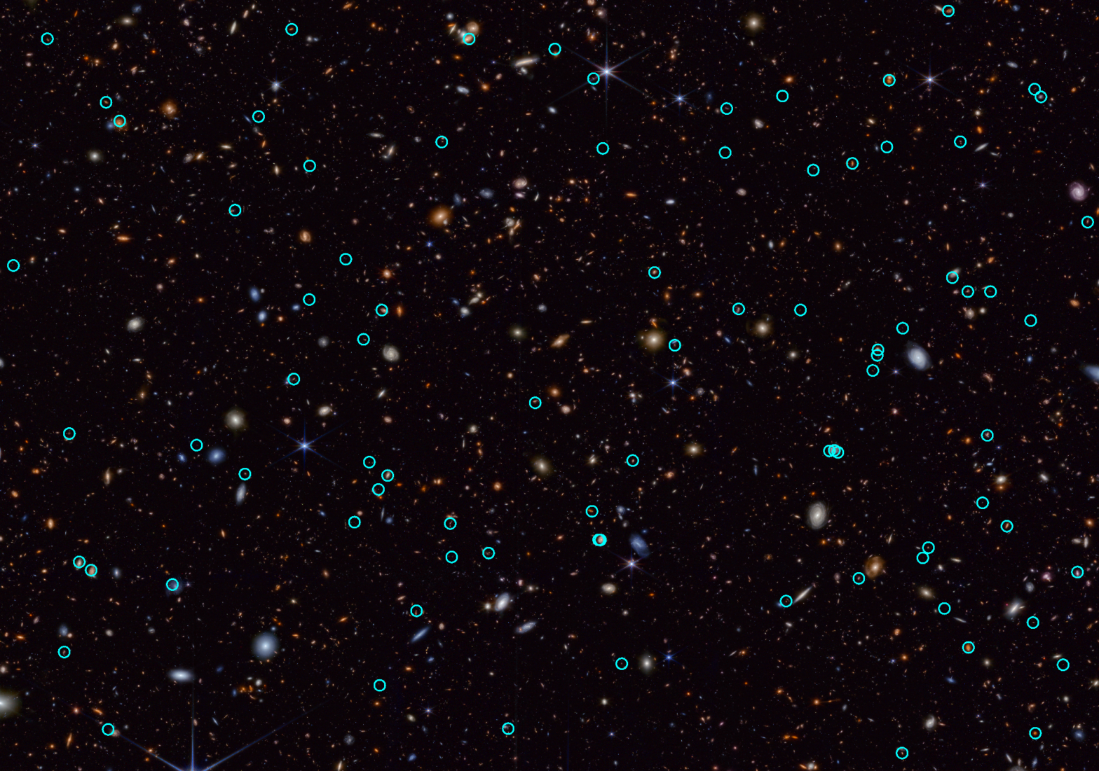 JADES field with transients circled