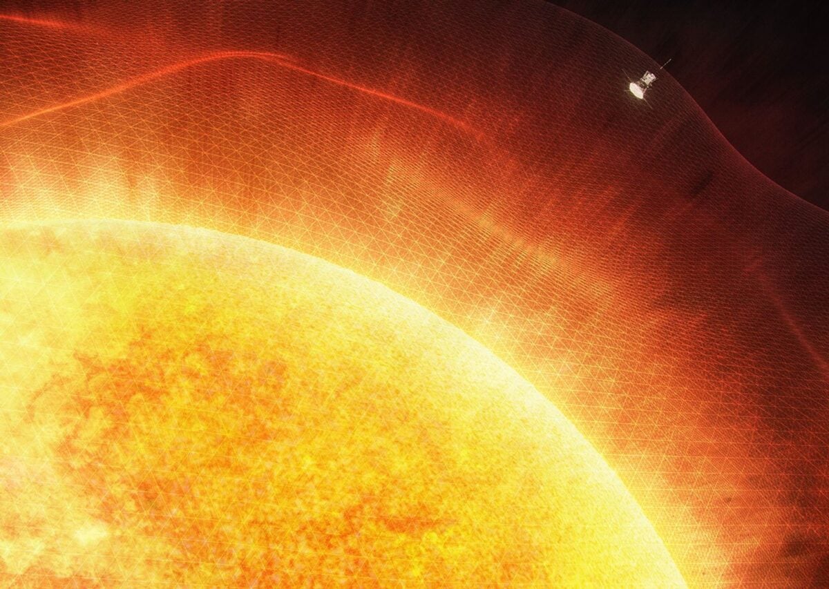 Artist's concept showing the Parker Solar Probe approaching the solar corona