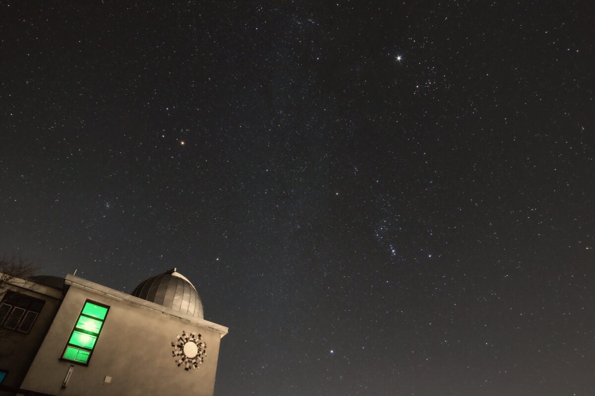 Mars and Jupiter in the winter sky