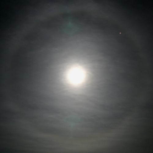 What causes a ring or halo around the Moon?