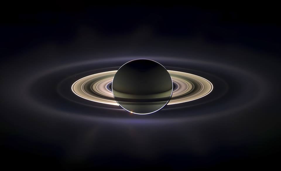 Saturn shines brightly tonight