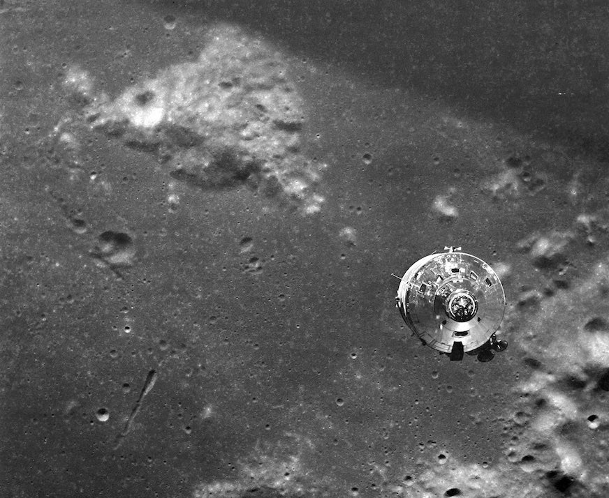 Mount Marilyn stands out at upper left in this photograph taken from Apollo 10.