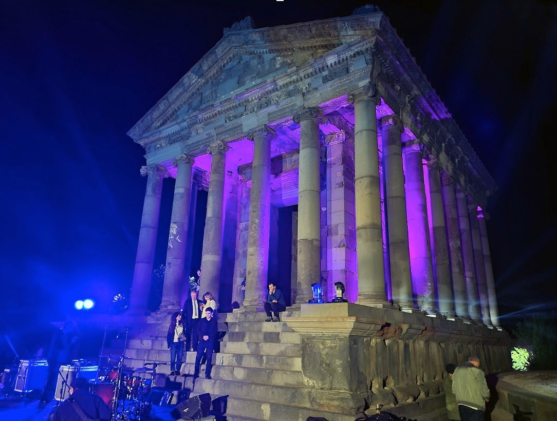 With help and support from Scott Roberts, Starmus attendees experienced a star party outside Yerevan at the Garni Temple, a 1,900-year-old Greco-Roman structure in spectacular fashion. Credit: David J. Eicher.