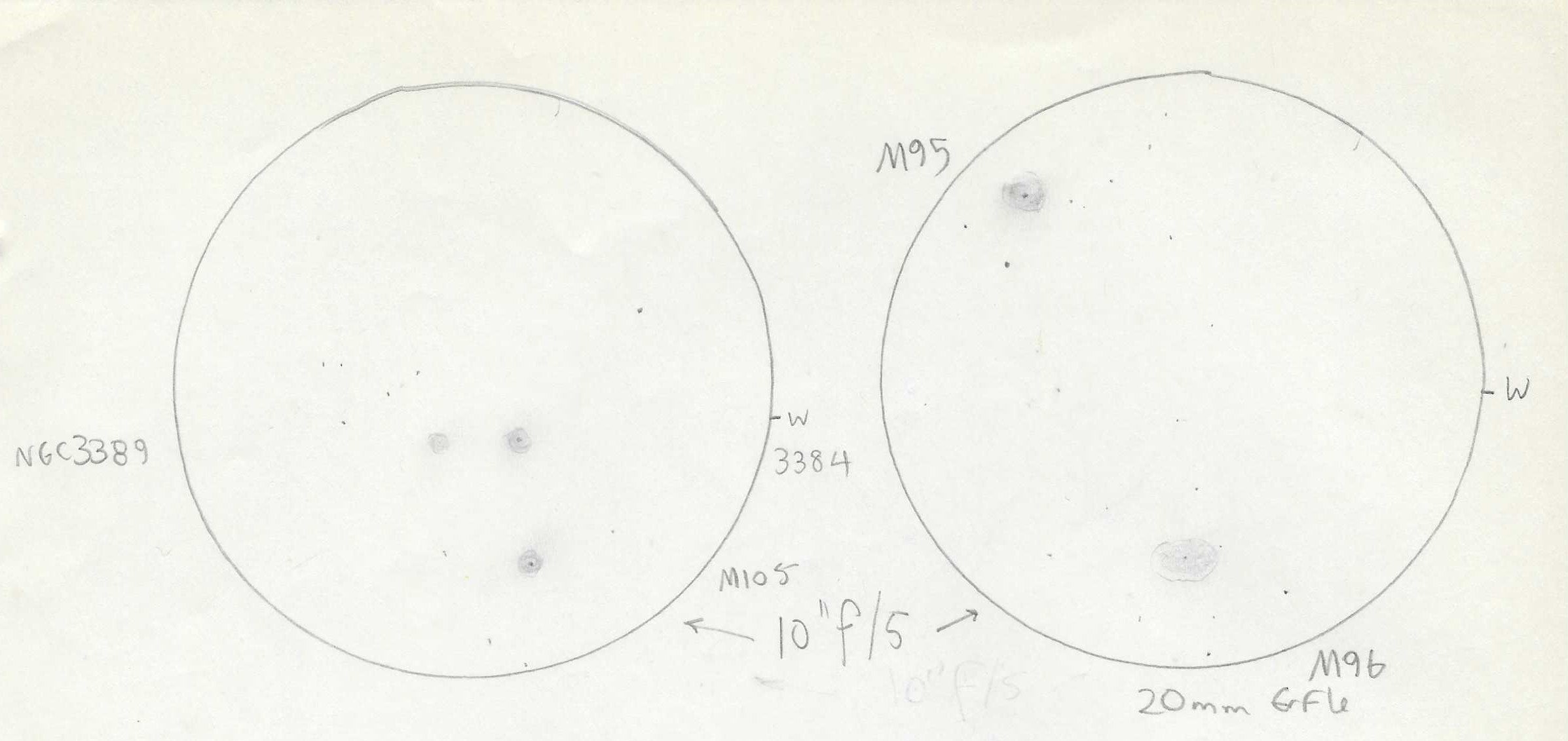 Sketches of M95 and NGC 3389