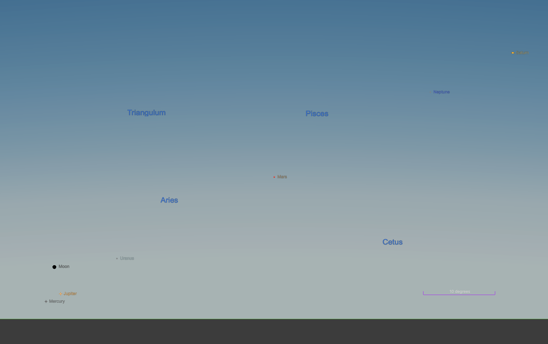 June 5, 2024, 20 minutes before sunrise, looking east to see the planets line up.